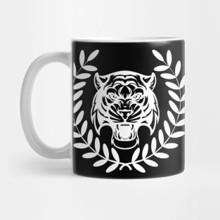 Roaring Tiger Head Art Design Victory Laurel Wreath Mug